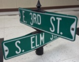 Vintage S. Elm St & E. 3rd Street Intersection Texas Street Sign