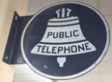 Vintage DST Bell Public Telephone Flange Sign