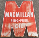 Vintage DST Macmillan Ring-Free Oil Die-Cut Sign
