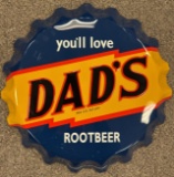 Replica Dad's Root Beer Bottle Cap Tin Advertising Sign