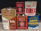 (5) Vtg Various Brand Automotive Motor Oil & Antifreeze Cans