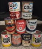 (9) Vtg Empty Motor Oil Cans