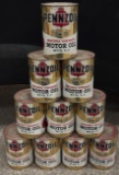 (10) Full 1qt Pennzoil Motor Oil Cans