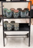 (11) Quaker State 1qt Motor Oil Cans w/ Display Rack