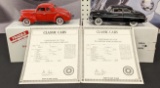 Danbury Mint 1949 Mercury Club Coupe & 1940 Ford Deluxe Coupe Replica Vehicle