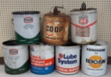 Lot Of Vintage 5 Gallon Oil / Grease Cans