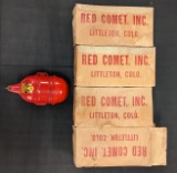 (4) Antique Red Comet Automatic Fire Extinguishers w/ Boxes