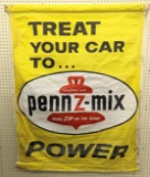 Vintage Pennzoil Penn Z-Mix Canvas Adv Banner