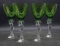 (4) Cambridge Nude Stem Green Glass Water Goblets