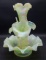 Fenton 4 Horn Topaz Satin Uranium Epergne