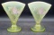 (2) Fenton Hydrangeas Yellow Topaz Opalescent Uranium Vase