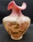 Fenton Burmese Queens Bird Uranium Glass Vase