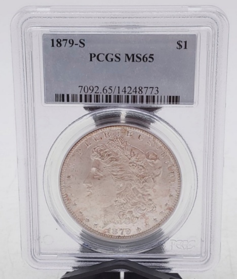 Graded 1879 s Silver Morgan $1 One Dollar Coin MS65