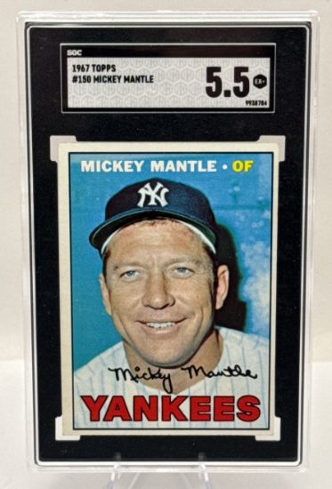 Graded 1967 Mickey Mantle Topps Baseball Card EX+ 5.5
