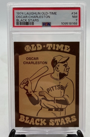Graded 1974 Laughlin Old Time Black Stars #34 Oscar Charleston Near Mint 7 Set Break