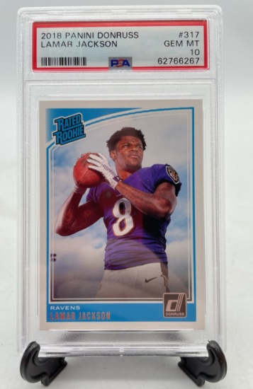 Graded 2018 Lamar Jackson Panini Donruss Rookie Football Card GEM MT 10