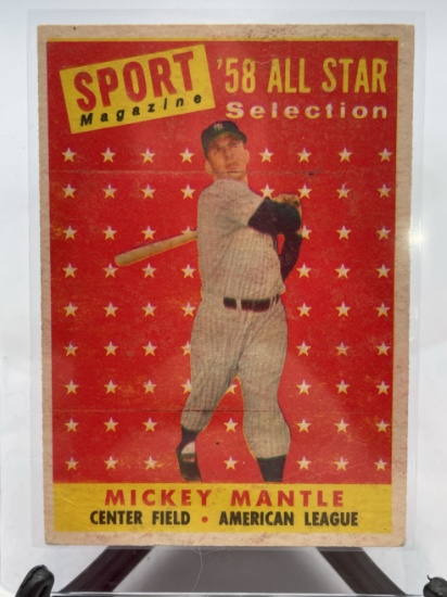 1958 Mickey Mantle Topps All Star Baseball Card