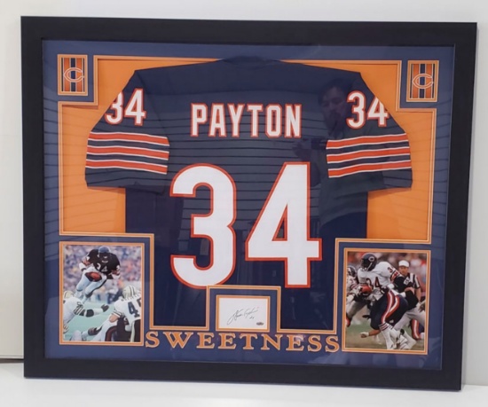 Celebrity Appearances Certified Walter Payton Autographed Index Card Framed and Matted
