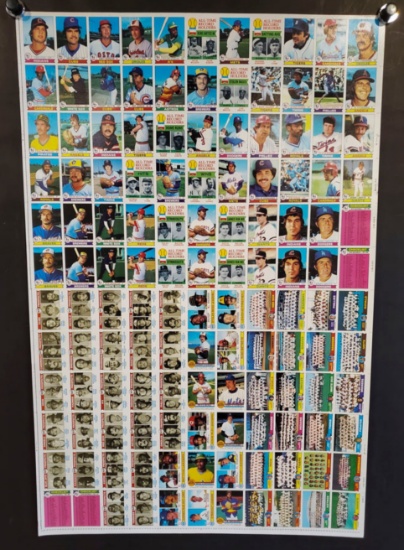 1979 Topps Baseball Trading Cards Uncut Sheet Featuring 132 Cards Rookies, Team Cards, Checklist