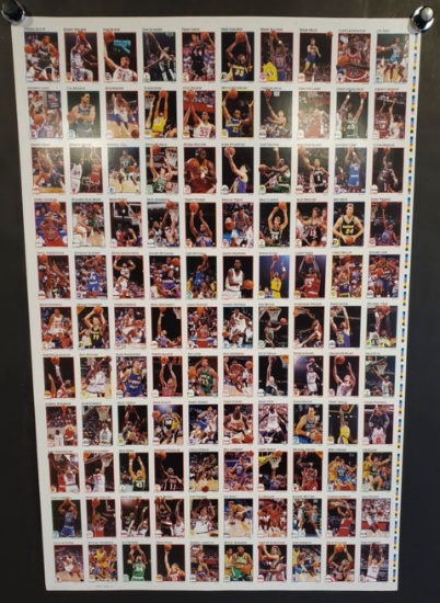 Error 1991 Hoops Basketball Trading Cards Uncut Sheet Featuring 110 Cards