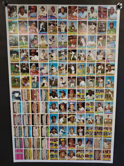 1976 Topps Baseball Trading Cards Uncut Sheet Featuring 132 Cards Rookies, Team Cards, Checklist