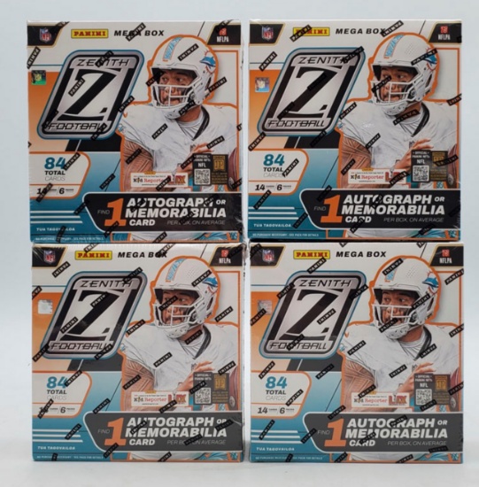 4 Sealed Panini 2024 Zenith Football Mega Box Autographs/Memorabilia Cards