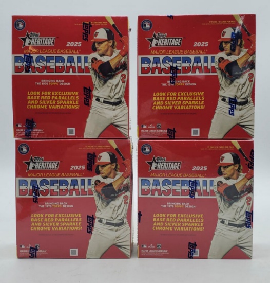 4 Sealed Topps 2025 Heritage Baseball Mega Box Autographs, Relics, Nicknames, Short Prints
