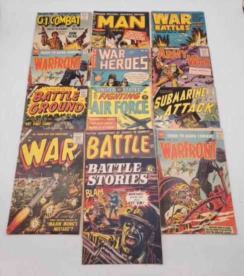 13 1950Õs Golden Age War and Battle Comic Books including Battle Ground, Warfront, and more