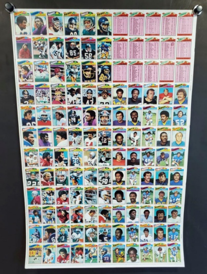 1977 Topps Football  Trading Cards Uncut Sheet Featuring 132 Cards