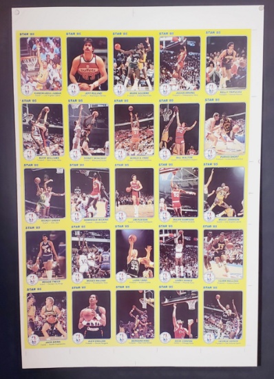 1985 Star Uncut Sheet NBA Court Kings Large 5"x7" Cards