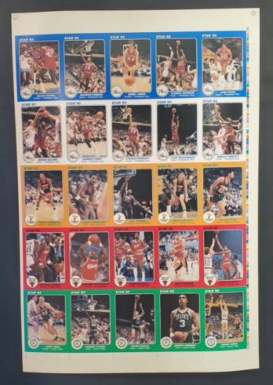 1985 Star Uncut Sheet NBA Court Kings Large 5"x7" Cards