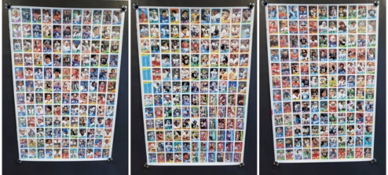 3 Topps 1988 Football Trading Cards Uncut Sheets, Complete Set