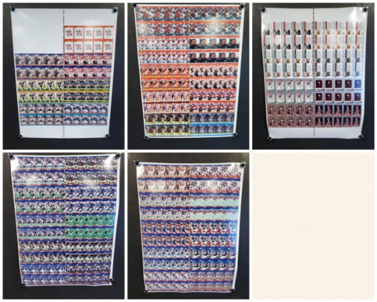5 Pro Set 1990 Football Trading Cards Uncut Sheets, 450 Cards, Mario, Simms, Sanders, Montana