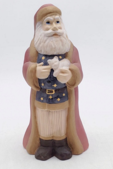 Fenton Art Glass Patriotic Santa Claus with Kitten