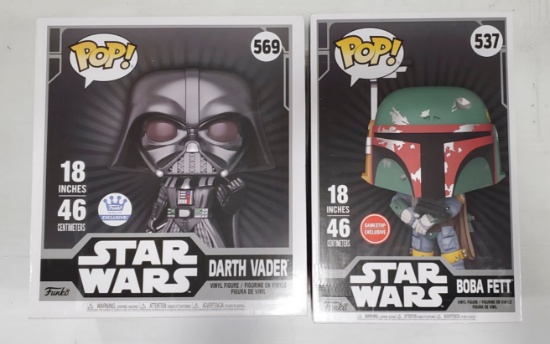 2 Star Wars Funko Pop 18Ó Darth Vader and Boba Fett  Figures