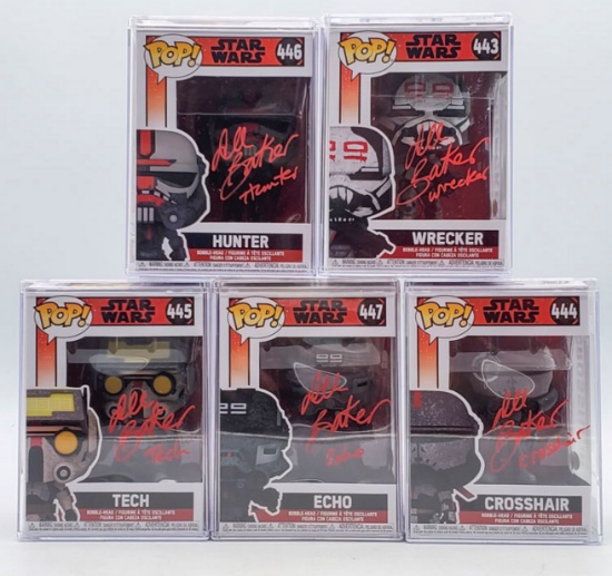 (5) JSA Authenticated Dee Bradley Baker Autographed POP! Star Wars Vinyl Figures