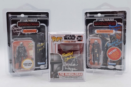 JSA and SWAU Star Wars Mandalorian Autographed Pop! and Action Figures