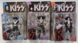 3) Signed Kiss Mcfarlane Action Figures On Blister Cards / Gene Simmons / Ace Frehley / Paul Stanley