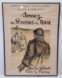 Vintage Original French WW1 Propaganda Potato for Soldiers Poster 30 3/4Ó x 42 1/4Ó