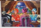 Otto Aguiar ÒDining OutÓ Original Acrylic Painting on Canvas with Gold Leaf Embellishment and Raised