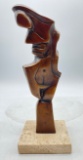 Victor Salmones Bronze Abstract Sculpture on Marble Stand.