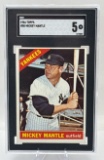 Graded 1966 Mickey Mantle Topps Baseball Card EX 5