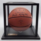 Bob Knight Signed NCAA Basketball with 76,81, and 87 Champs Inscribed Authenticated by Steiner.