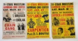 3 Vintage Pro Wresting Advertising Posters Featuring TV-STARS Wrestlers