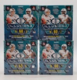 4 Sealed Panini 2024 Illusions Football Mega Box Sunburst, Orange, Teal