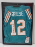 JSA Authentic Bob Griese Autograph Framed Jersey HOF 90