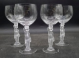 (4) Bayel Bacchante Frosted Nude Stem Water Goblets