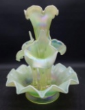 Fenton 4 Horn Topaz Satin Uranium Epergne