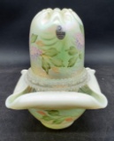 Fenton Hydrangea Fairy Lamp Uranium Glass