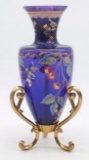 Fenton Royal Purple Amphora Vase with Stand